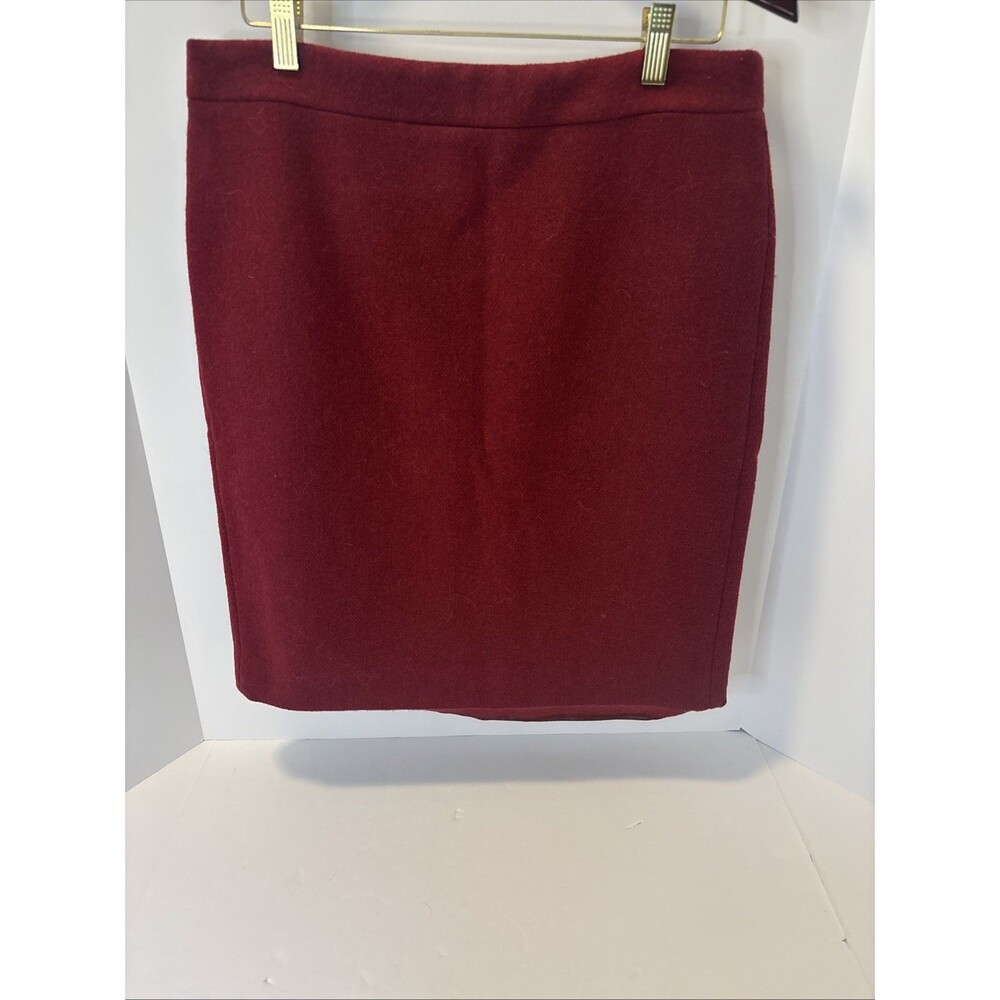 J. Crew Pencil Skirt Red Burgundy Straight Career Wool Blend Skirt Size 8